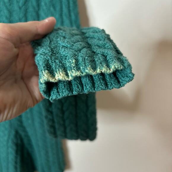 Peruvian Connection Cable Knit Flare Waist Sweater - Green - Women's Medium - Picture 7 of 7